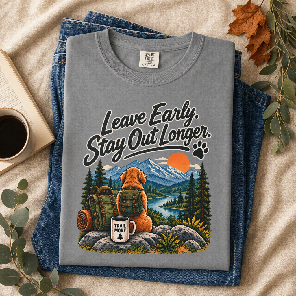 Leave Early Stay Out Longer T-Shirt | Outdoor Dog Tee Dark
