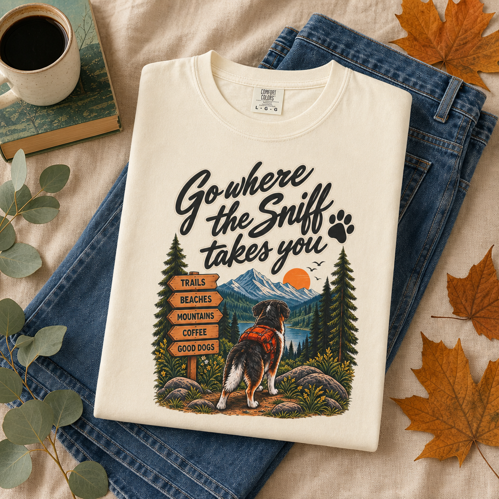 Go Where the Sniff Takes You Dog T-Shirt | Outdoor Tee Dark