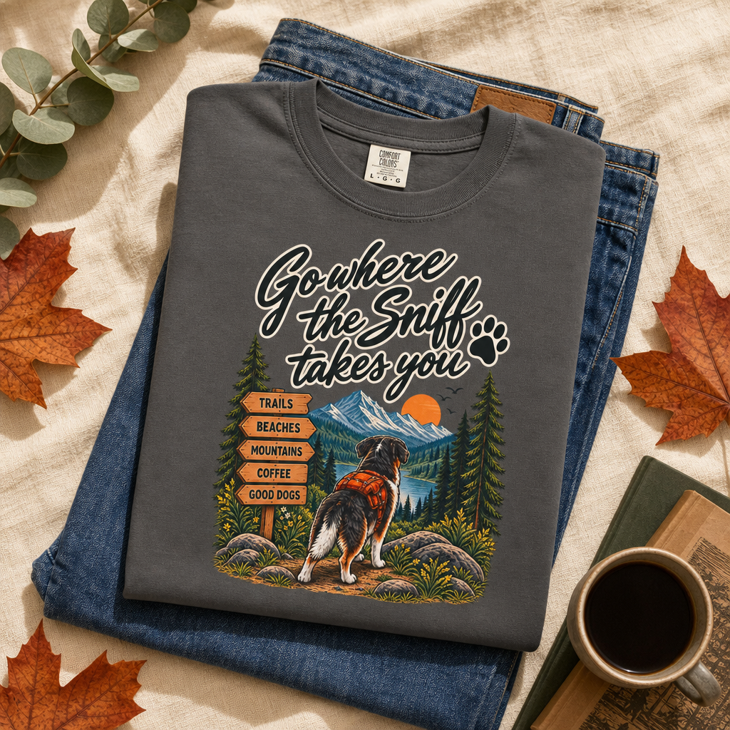 Go Where the Sniff Takes You Dog T-Shirt | Outdoor Tee Dark