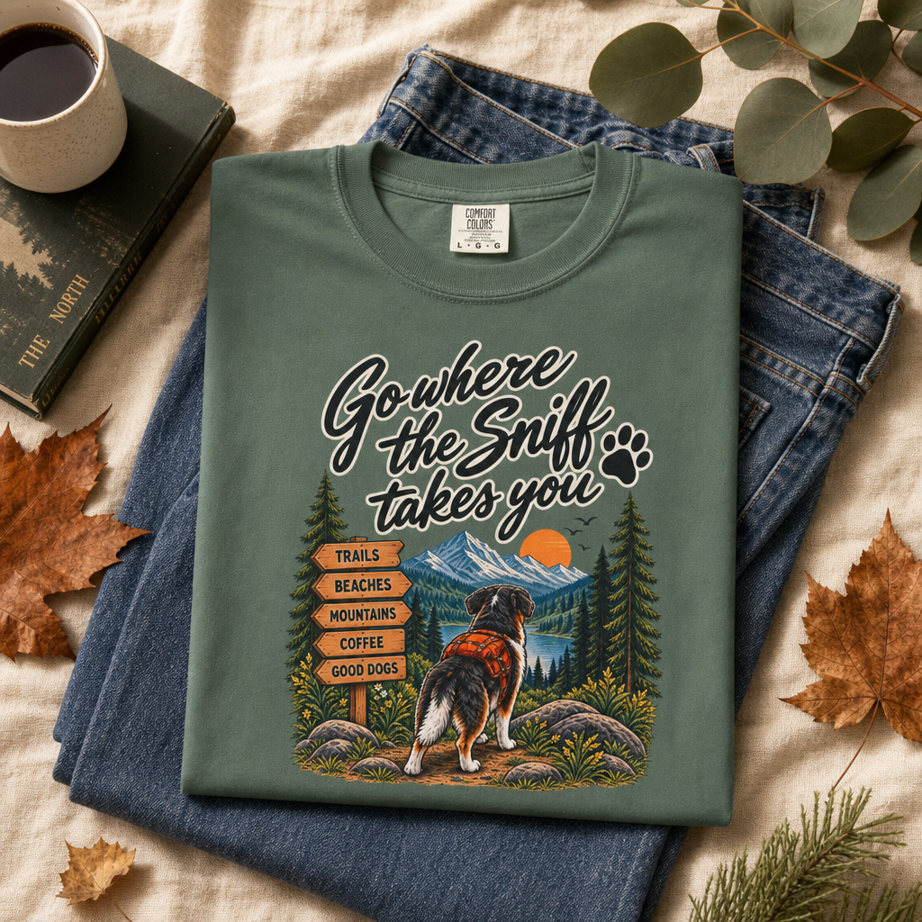 Go Where the Sniff Takes You Dog T-Shirt | Outdoor Tee Dark
