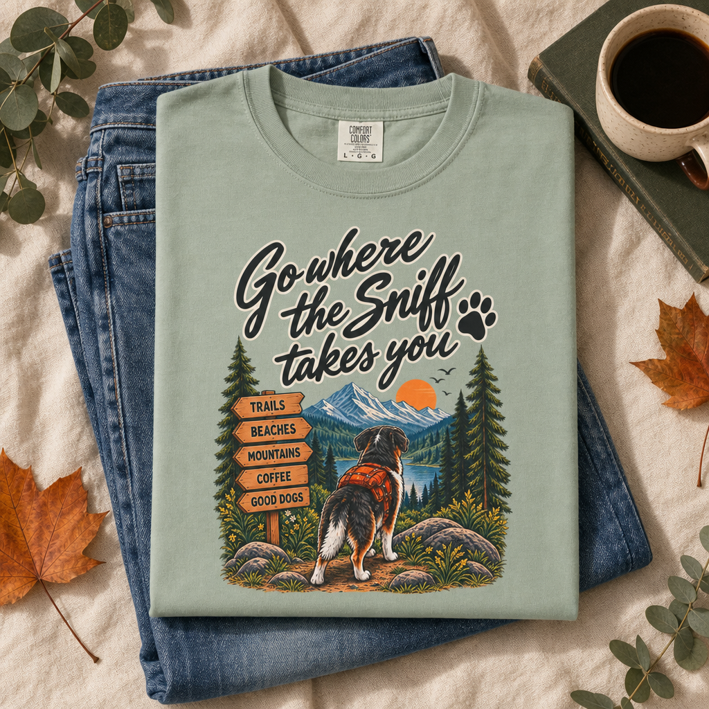 Go Where the Sniff Takes You Dog T-Shirt | Outdoor Tee Dark