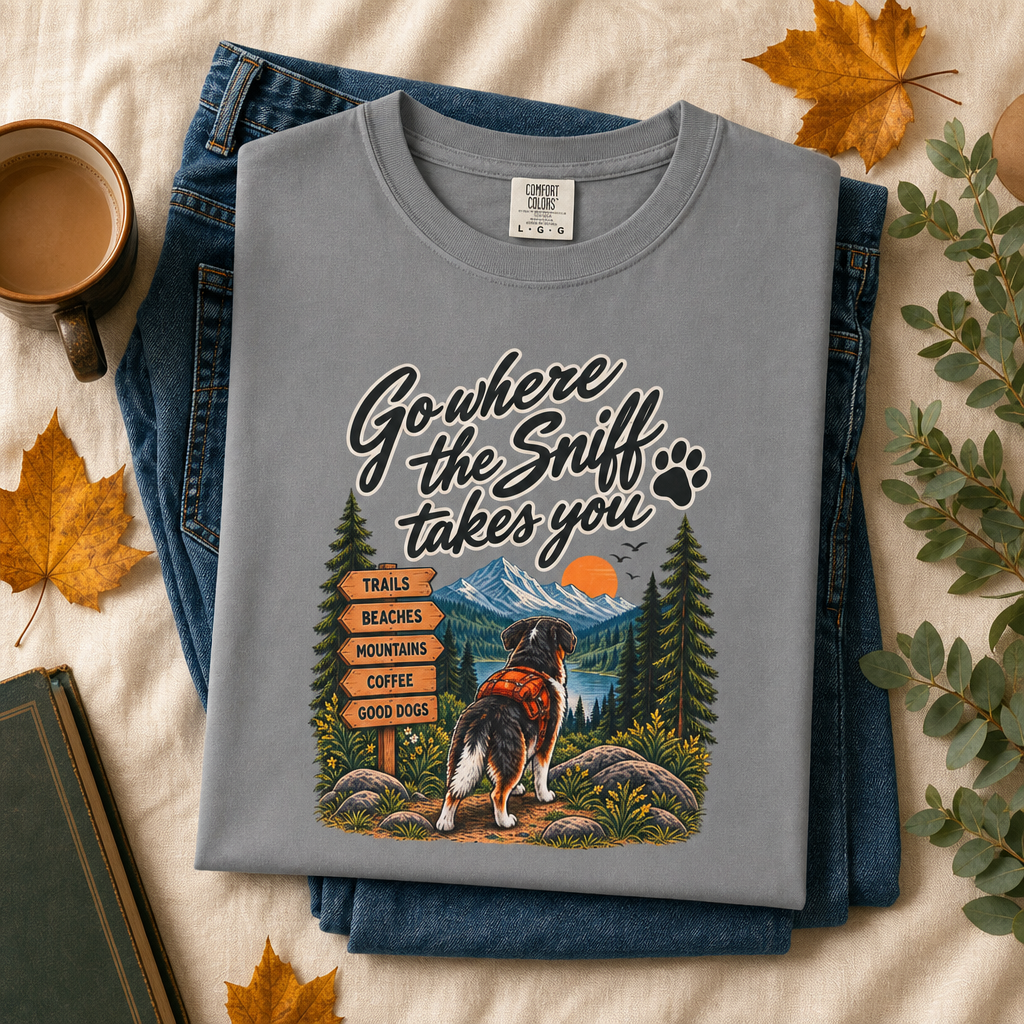 Go Where the Sniff Takes You Dog T-Shirt | Outdoor Tee Dark