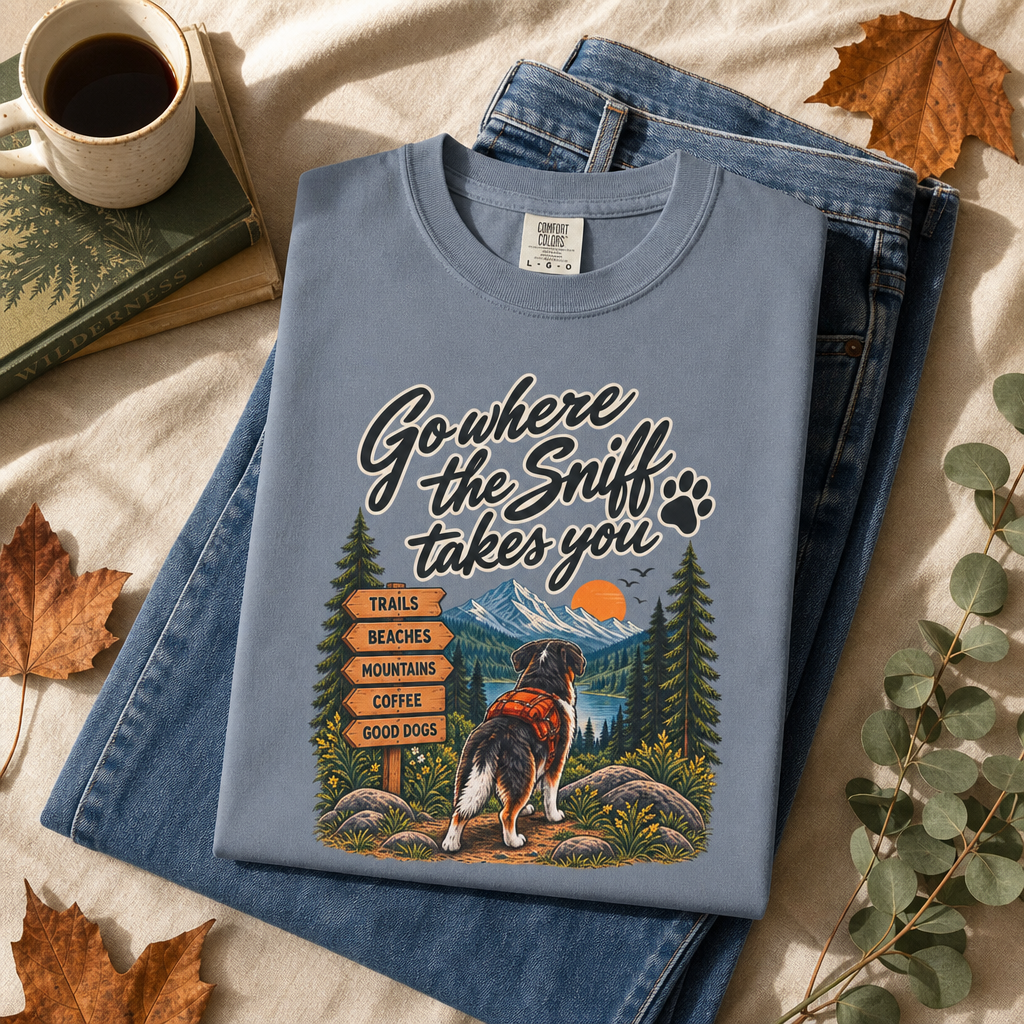 Go Where the Sniff Takes You Dog T-Shirt | Outdoor Tee Dark