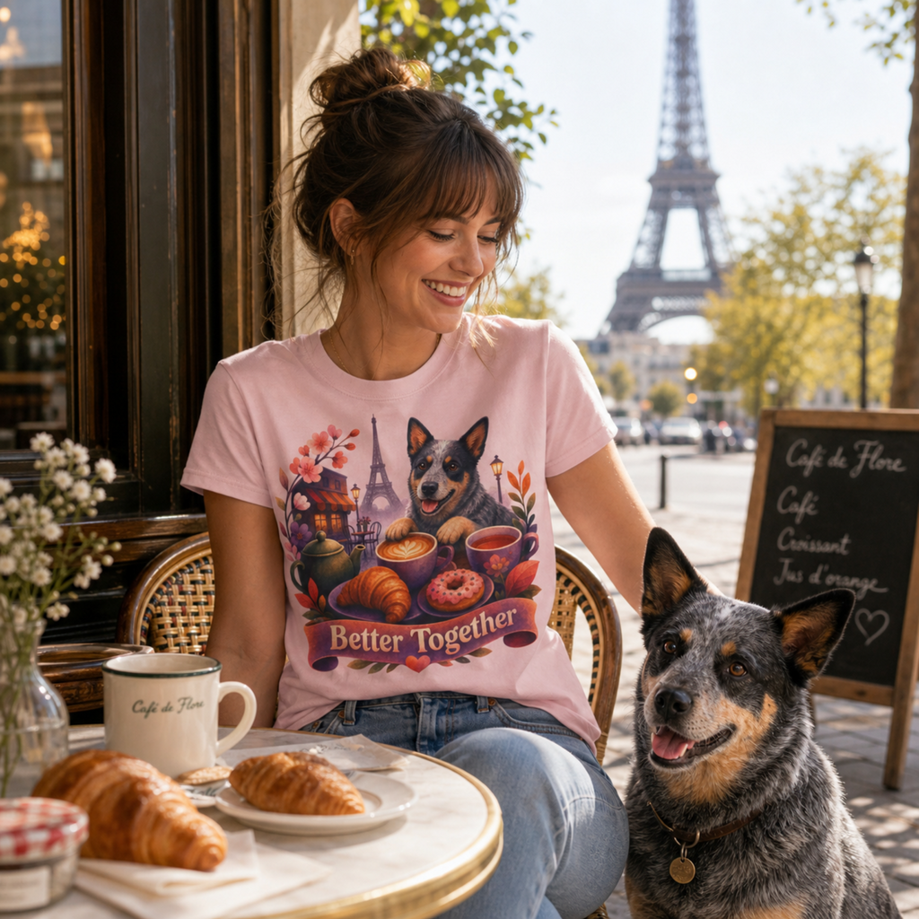 Better Together Blue Heeler T-Shirt | Retro Dog, Coffee & Café Tee
