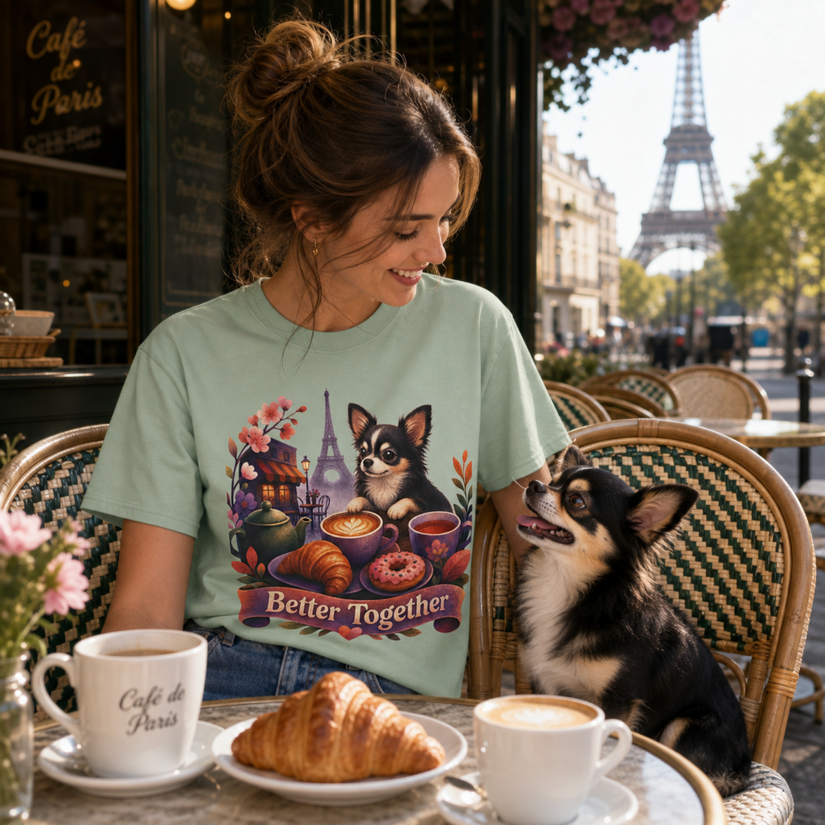 Better Together Chihuahua T-Shirt | Retro Dog, Coffee & Café Tee