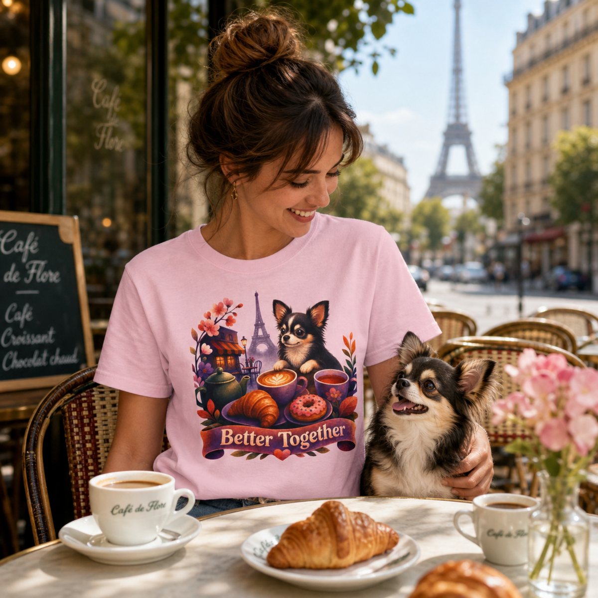Better Together Chihuahua T-Shirt | Retro Dog, Coffee & Café Tee