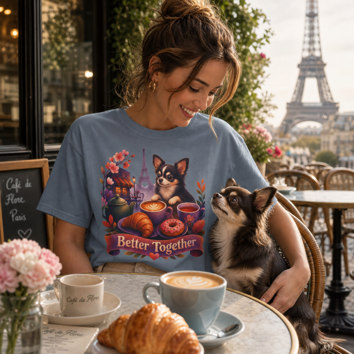 Better Together Chihuahua T-Shirt | Retro Dog, Coffee & Café Tee