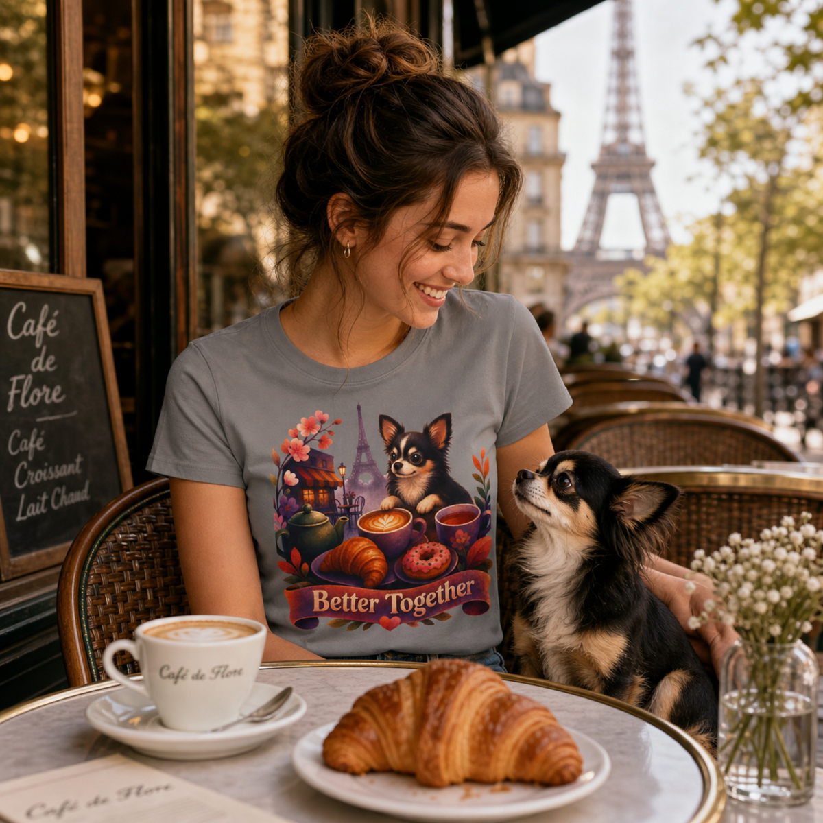 Better Together Chihuahua T-Shirt | Retro Dog, Coffee & Café Tee