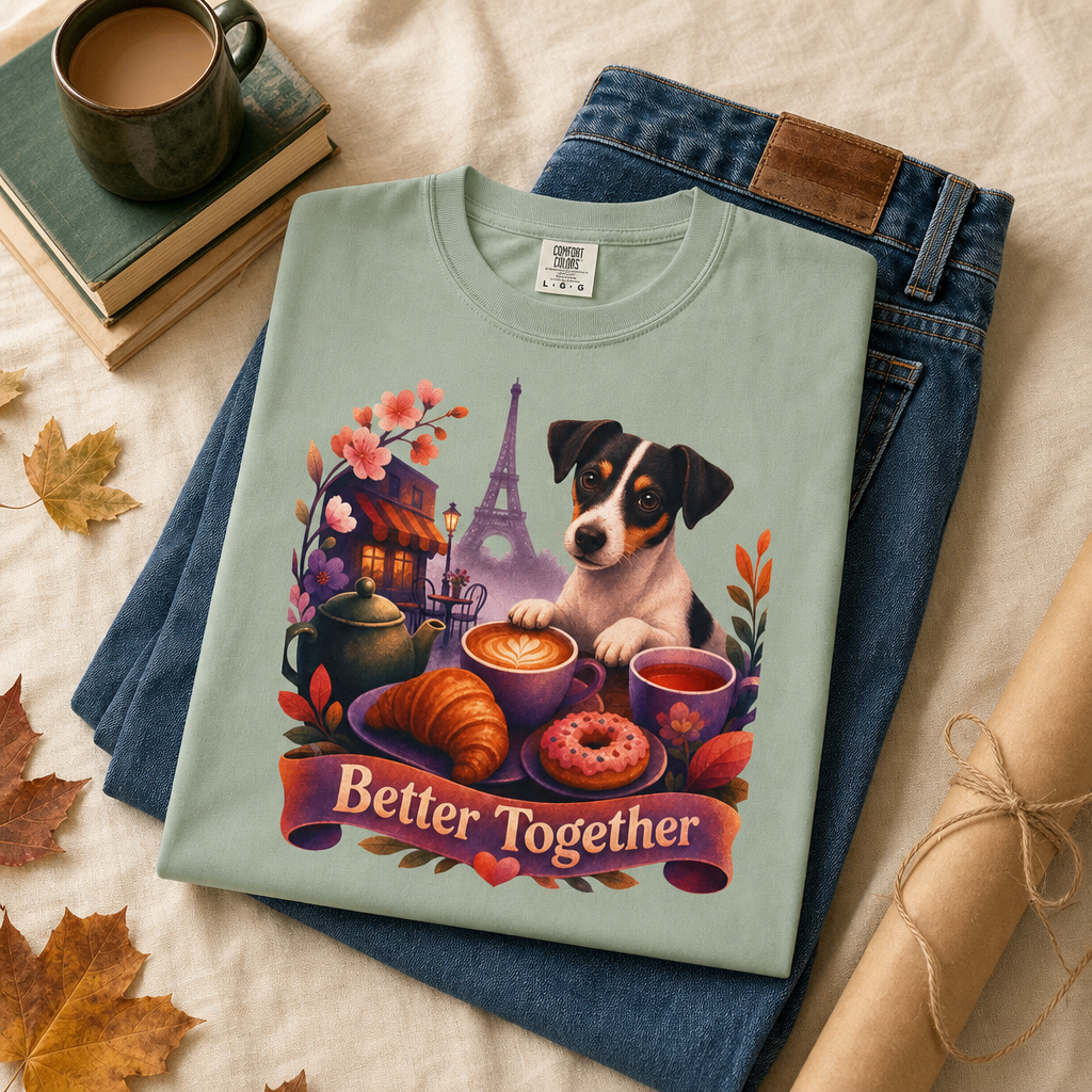 Better Together Jack Russell T-Shirt | Retro Dog, Coffee & Café Tee