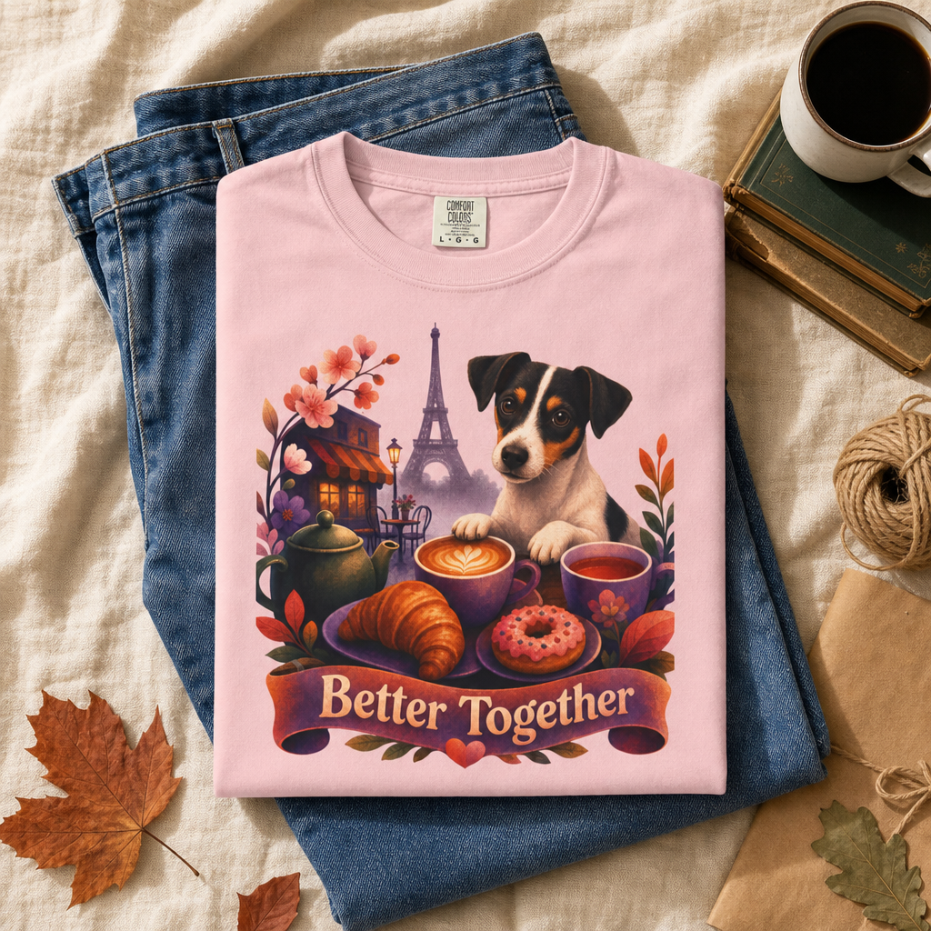 Better Together Jack Russell T-Shirt | Retro Dog, Coffee & Café Tee