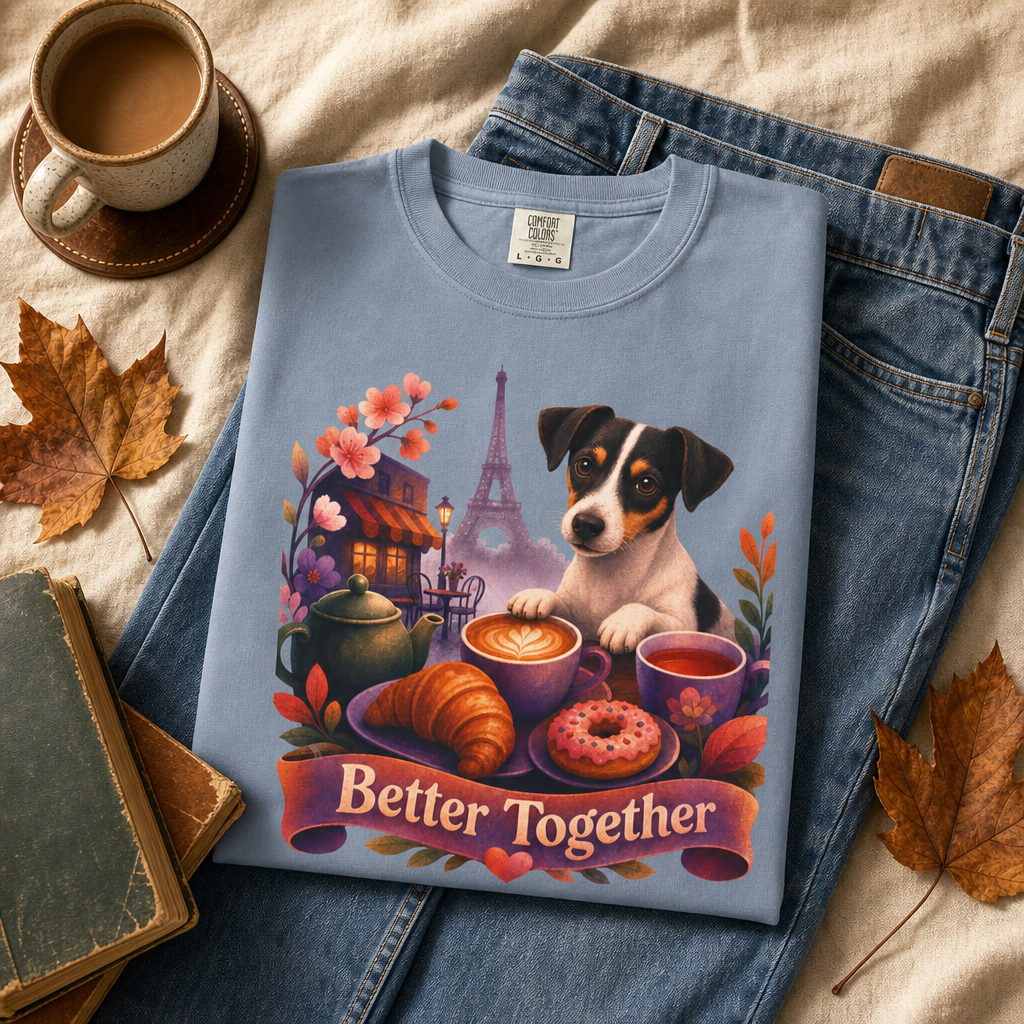 Better Together Jack Russell T-Shirt | Retro Dog, Coffee & Café Tee