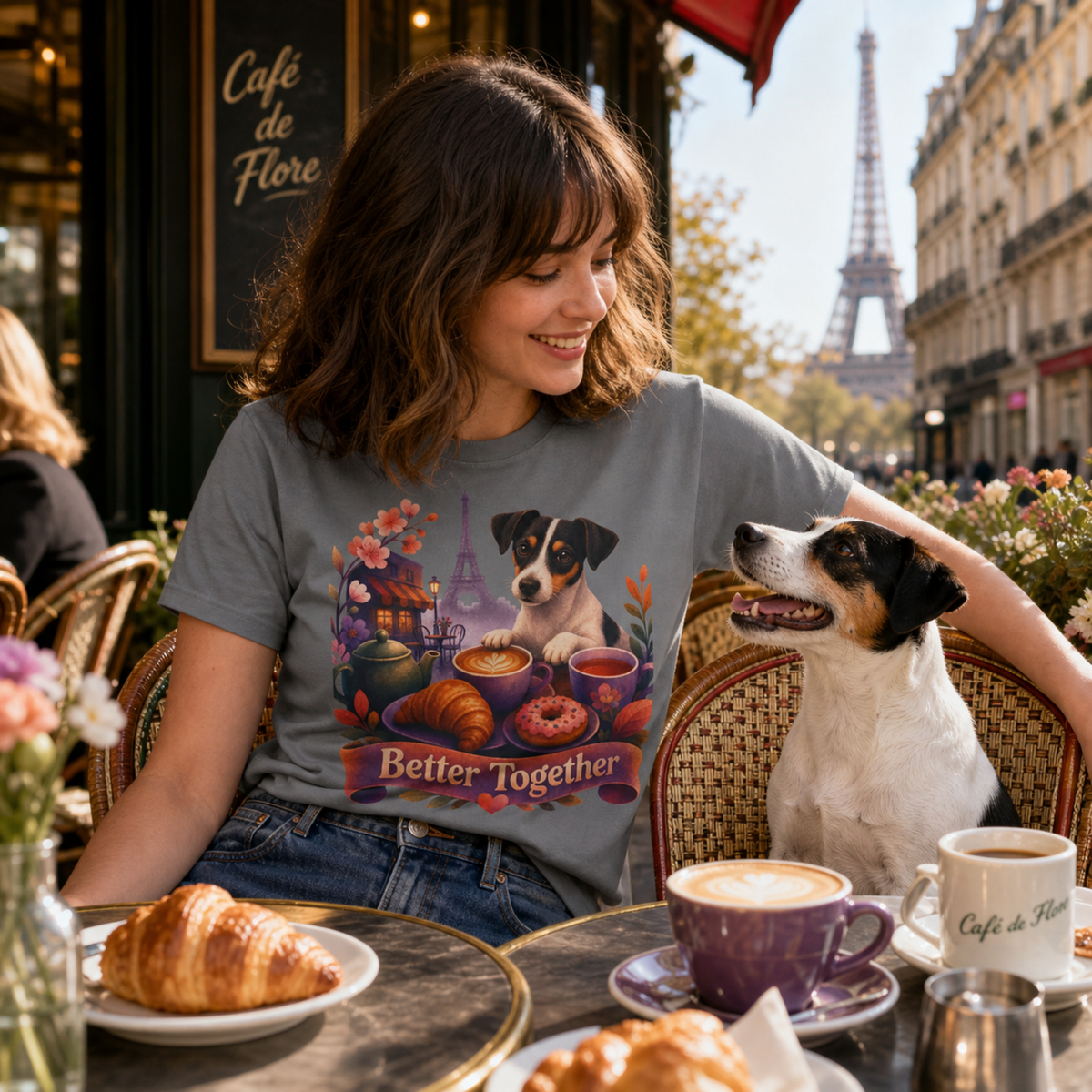 Better Together Jack Russell T-Shirt | Retro Dog, Coffee & Café Tee