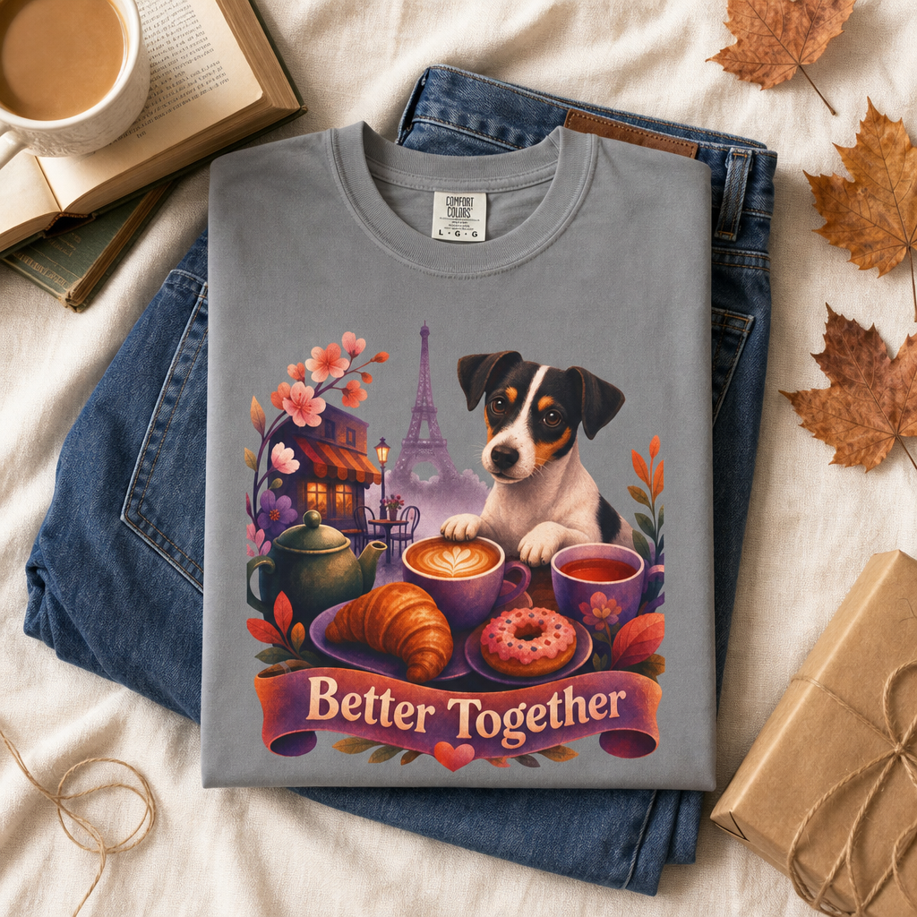 Better Together Jack Russell T-Shirt | Retro Dog, Coffee & Café Tee