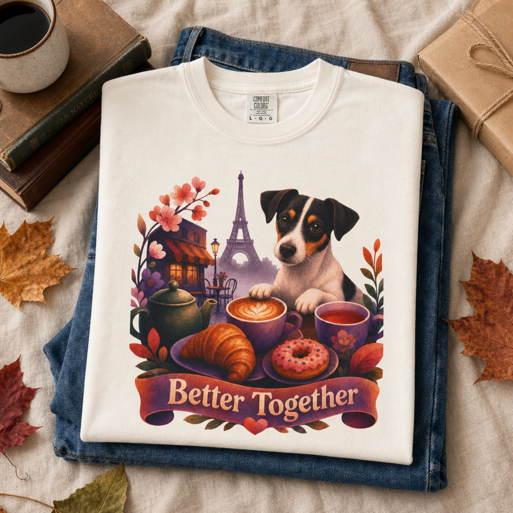 Better Together Jack Russell T-Shirt | Retro Dog, Coffee & Café Tee