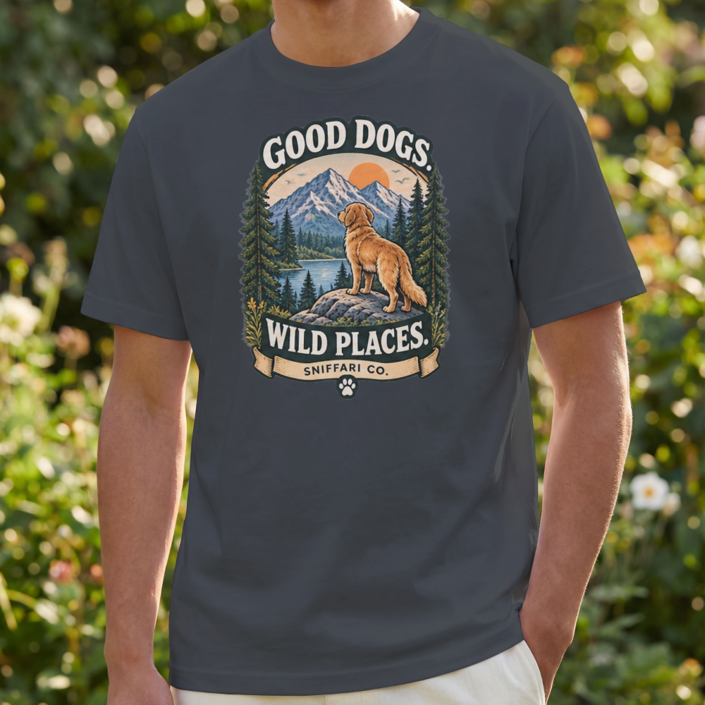 Good Dogs Wild Places T-Shirt | Outdoor Dog Lover Tee Light