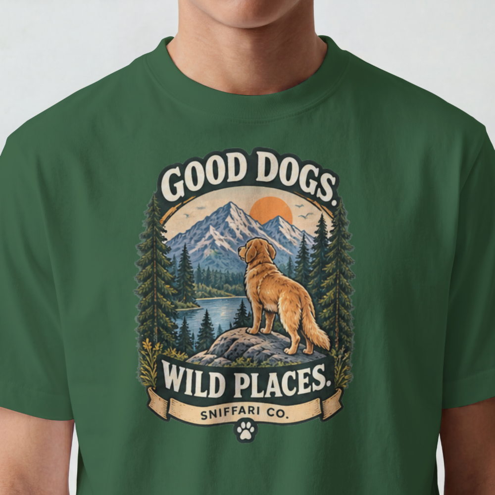 Good Dogs Wild Places T-Shirt | Outdoor Dog Lover Tee Light