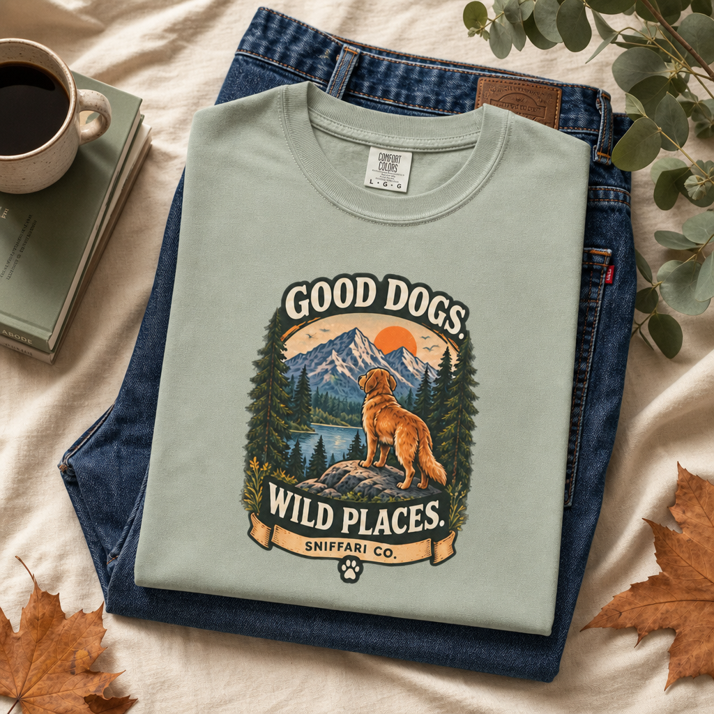 Good Dogs Wild Places T-Shirt | Outdoor Dog Lover Tee Light