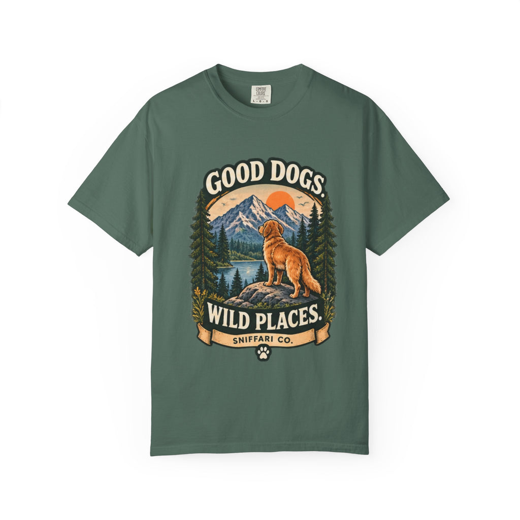 Good Dogs Wild Places T-Shirt | Outdoor Dog Lover Tee Light