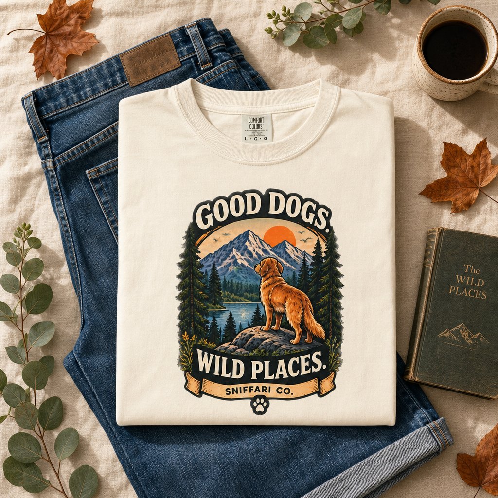 Good Dogs Wild Places T-Shirt | Outdoor Dog Lover Tee Light