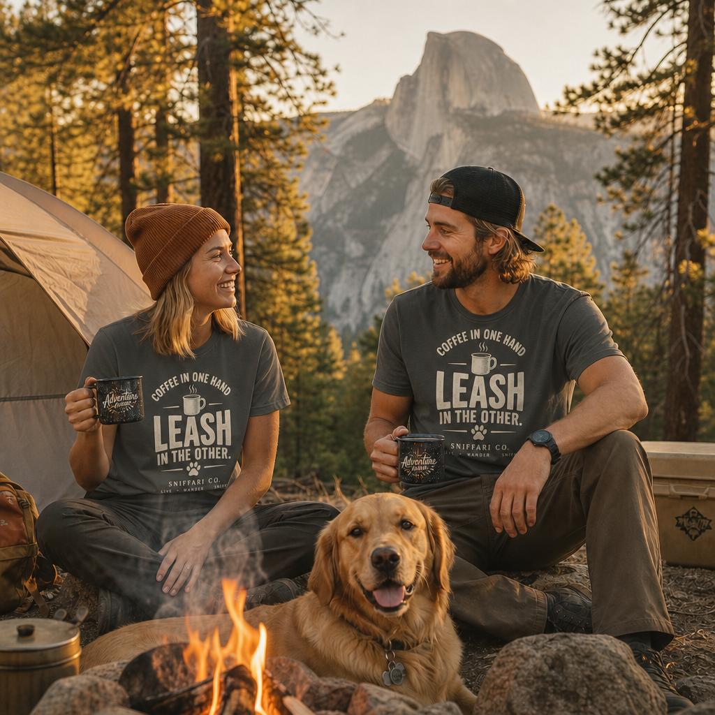 Coffee in One Hand. Leash in the Other. T-Shirt | Dog & Coffee Tee