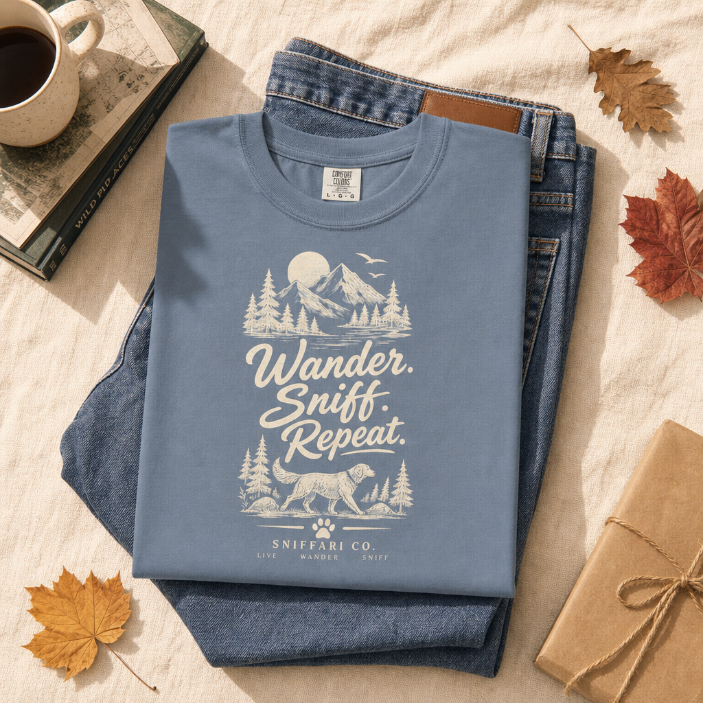 Wander. Sniff. Repeat. T-Shirt | Dog Lover & Outdoor Tee