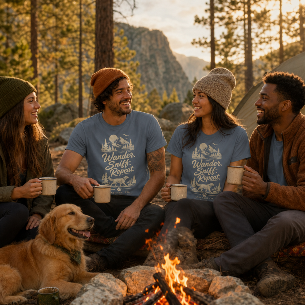 Wander. Sniff. Repeat. T-Shirt | Dog Lover & Outdoor Tee