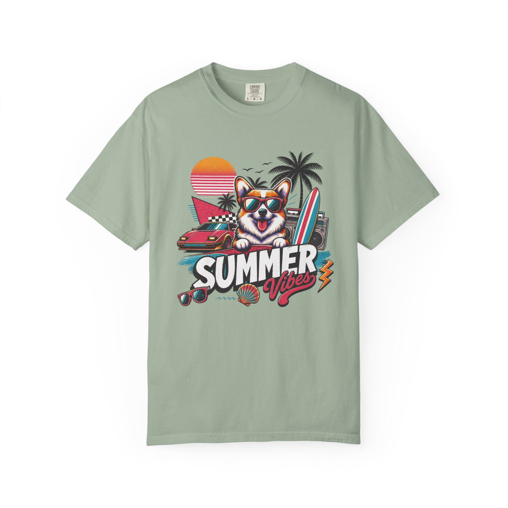 Summer Vibes Corgi — Retro Surf Dog Tee
