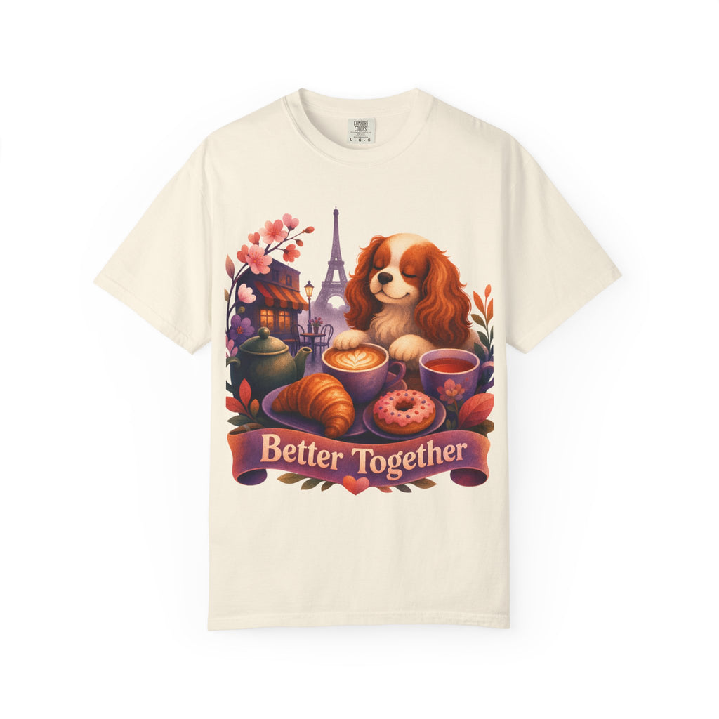 Better Together Cavalier King Charles Spaniel T-Shirt | Retro Dog, Coffee & Café Tee