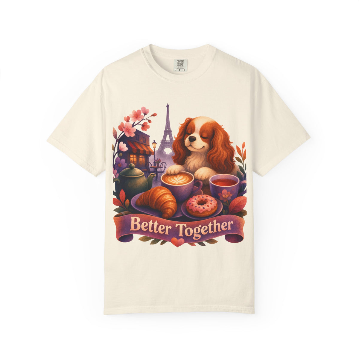 Better Together Cavalier King Charles Spaniel T-Shirt | Retro Dog, Coffee & Café Tee