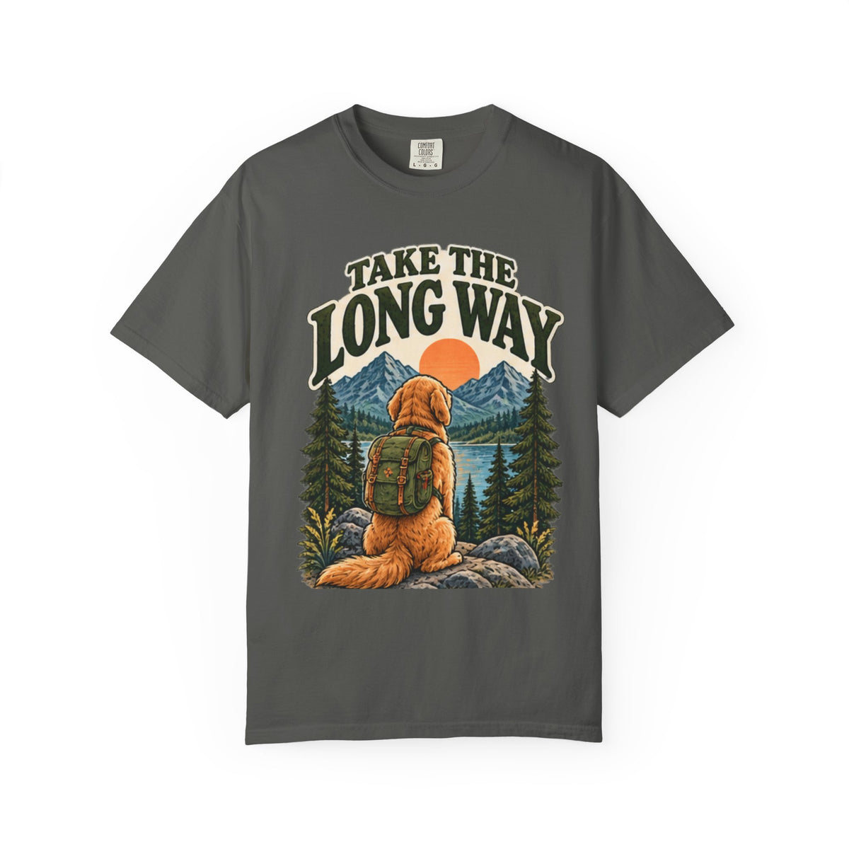 Take the Long Way Dog T-Shirt | Hiking & Outdoor Tee Dark