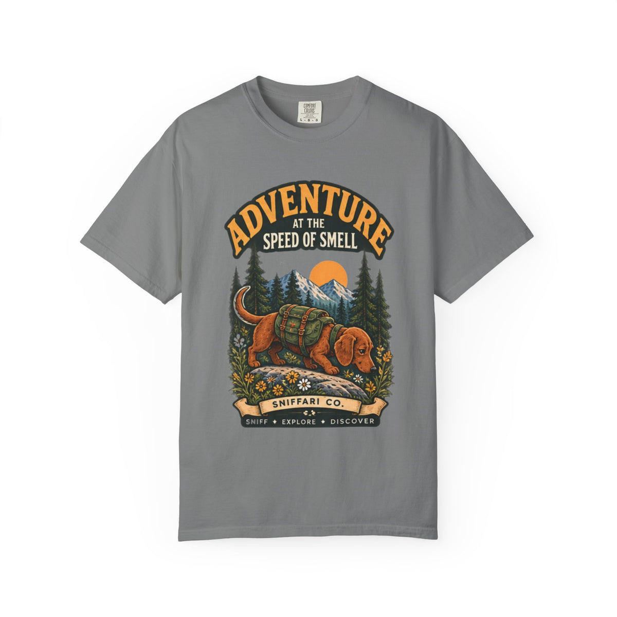 Adventure at the Speed of Smell Dog T-Shirt | Hiking Tee Light