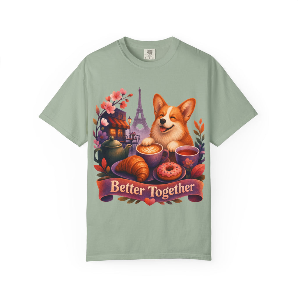 Better Together Corgi T-Shirt | Retro Dog, Coffee & Café Tee