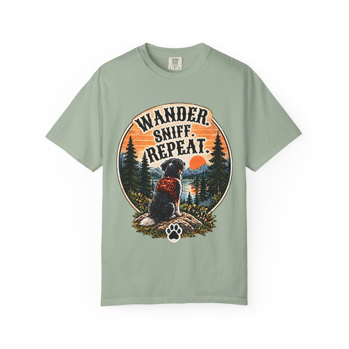 Wander Sniff Repeat Dog T-Shirt | Retro Outdoor Tee Dark
