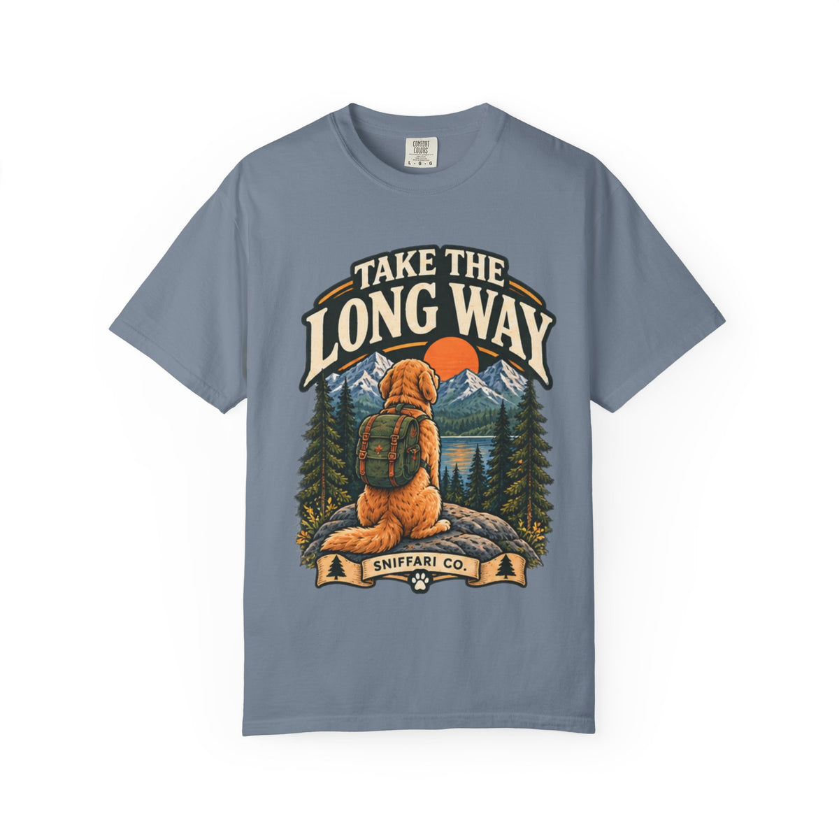 Take the Long Way Dog T-Shirt | Hiking & Outdoor Tee Light