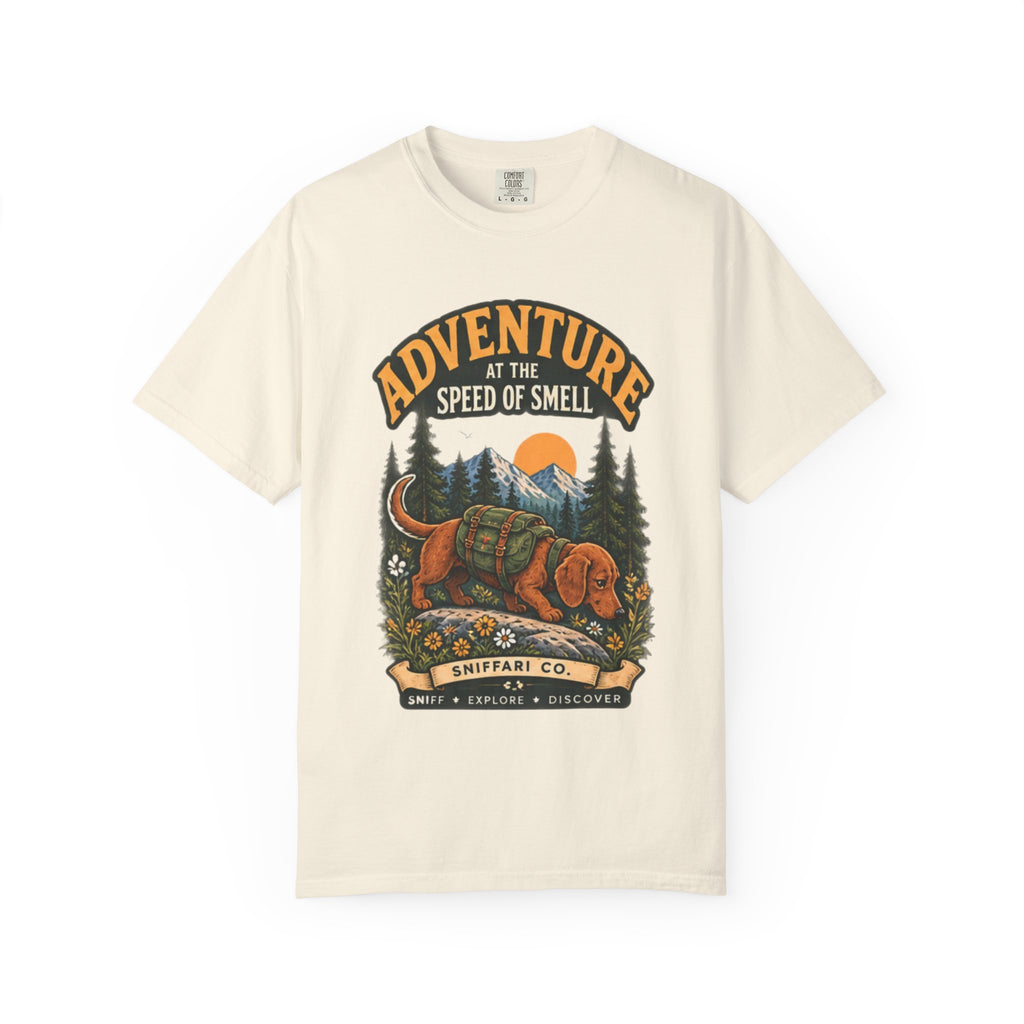 Adventure at the Speed of Smell Dog T-Shirt | Hiking Tee Light
