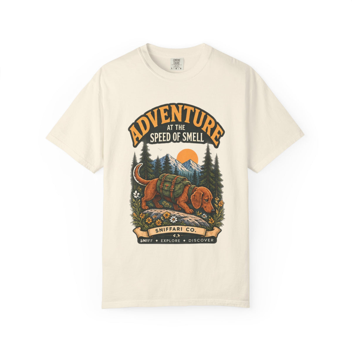 Adventure at the Speed of Smell Dog T-Shirt | Hiking Tee Light