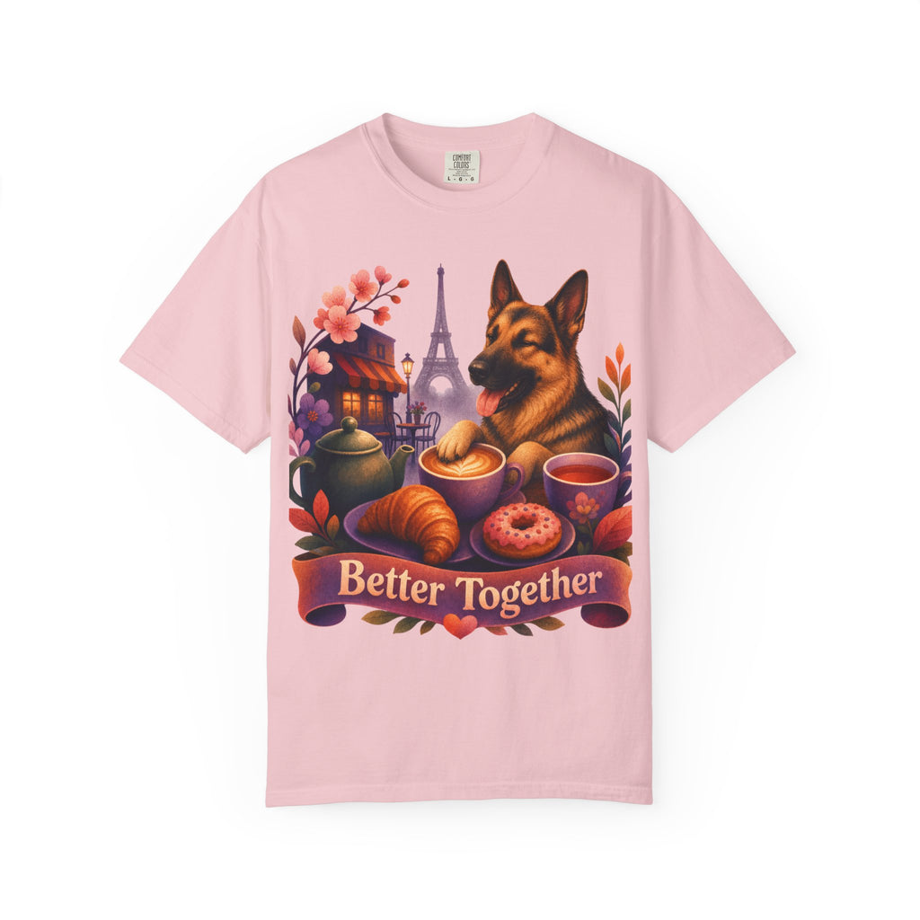 Better Together German Shepherd T-Shirt | Retro Dog, Coffee & Café Tee