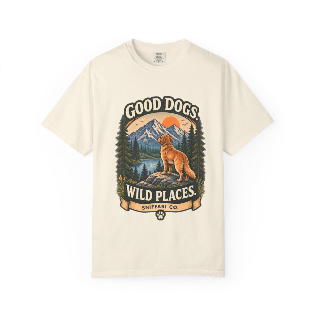 Good Dogs Wild Places T-Shirt | Outdoor Dog Lover Tee Light