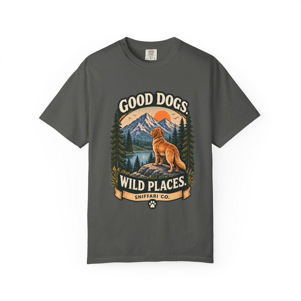 Good Dogs Wild Places T-Shirt | Outdoor Dog Lover Tee Light