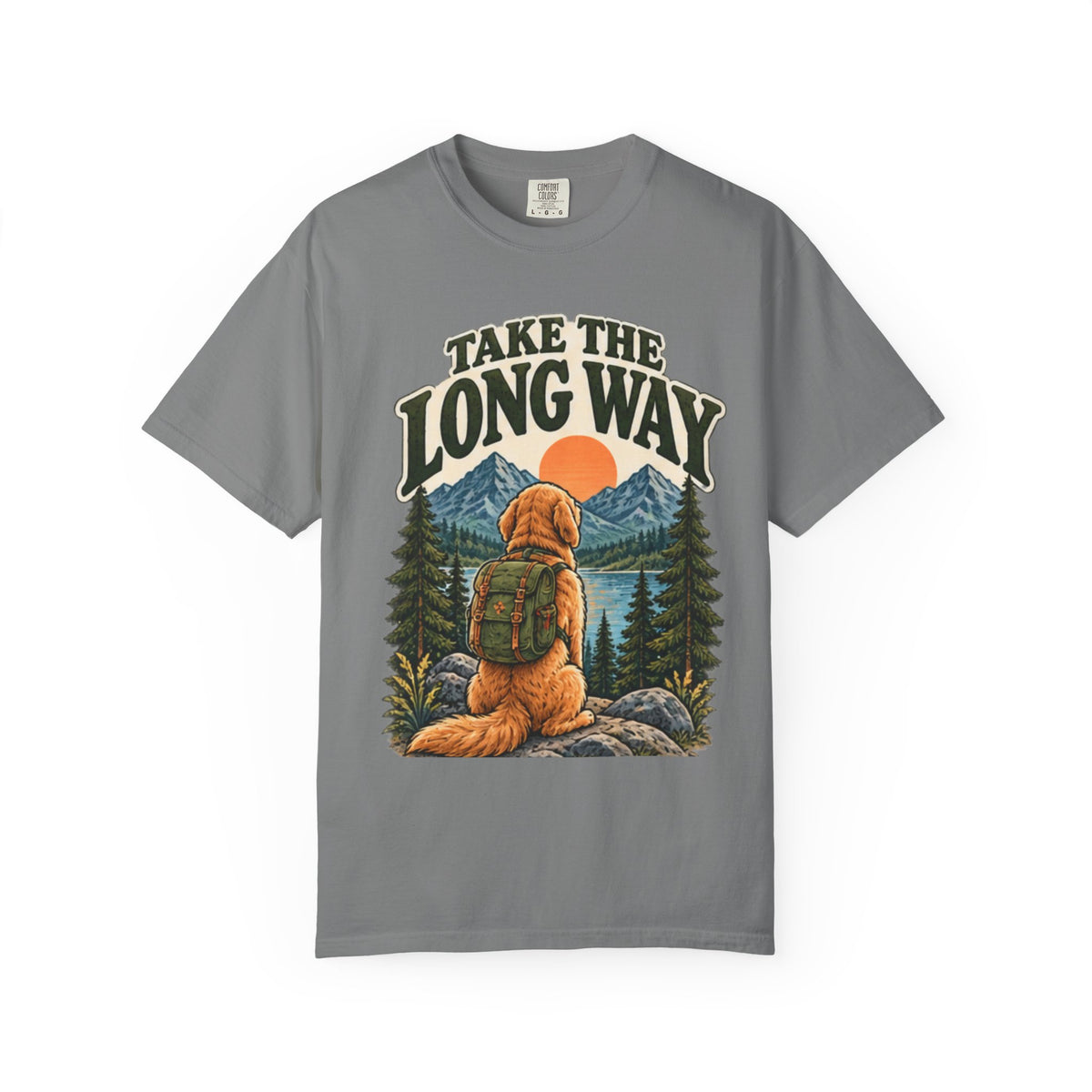 Take the Long Way Dog T-Shirt | Hiking & Outdoor Tee Dark