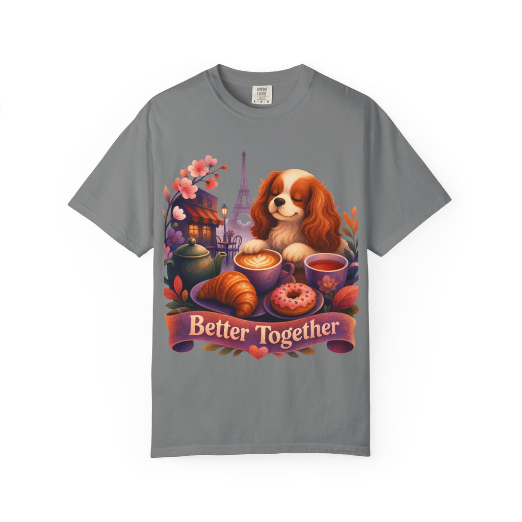 Better Together Cavalier King Charles Spaniel T-Shirt | Retro Dog, Coffee & Café Tee