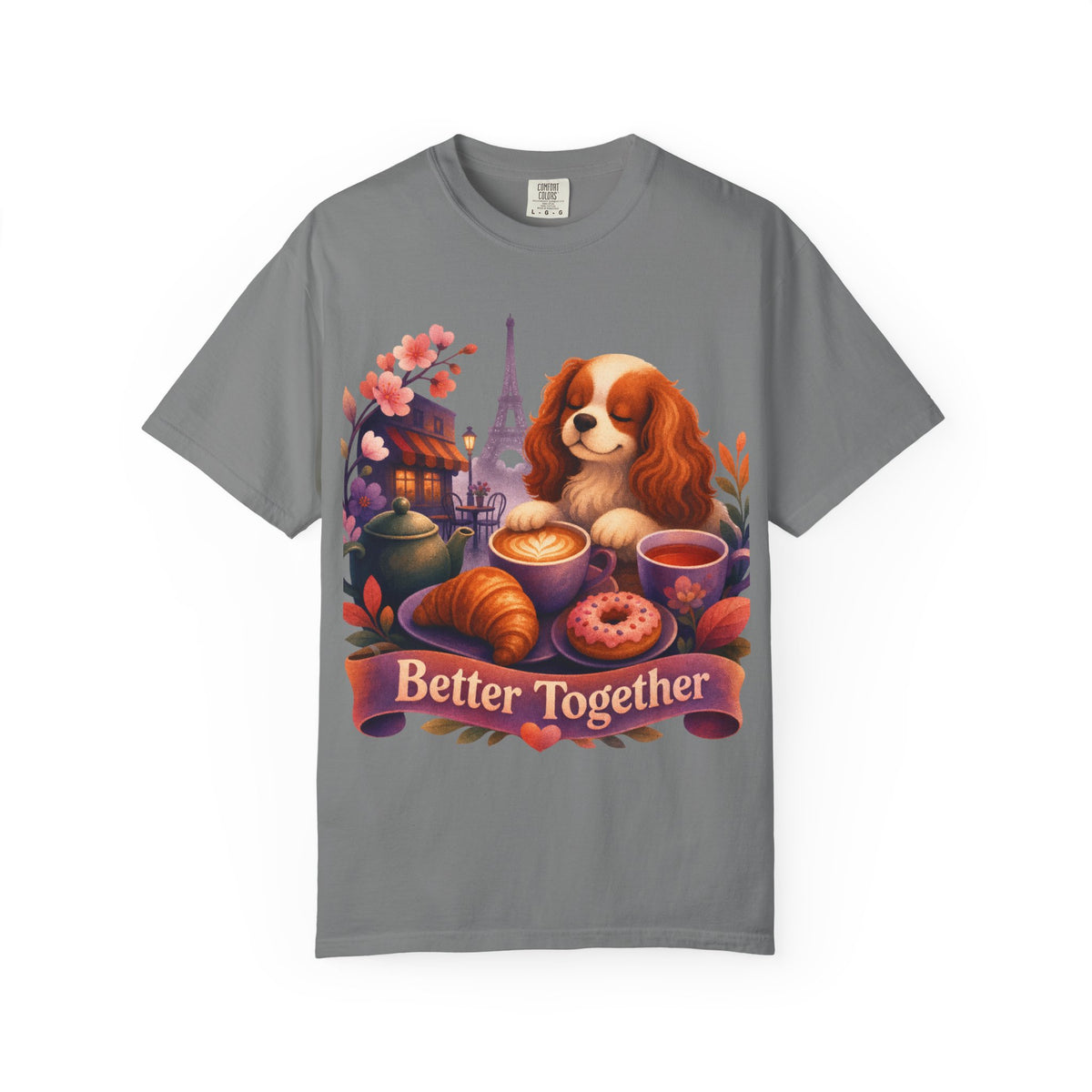 Better Together Cavalier King Charles Spaniel T-Shirt | Retro Dog, Coffee & Café Tee