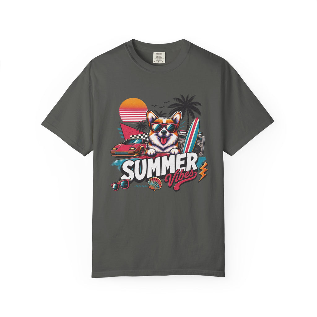 Summer Vibes Corgi — Retro Surf Dog Tee
