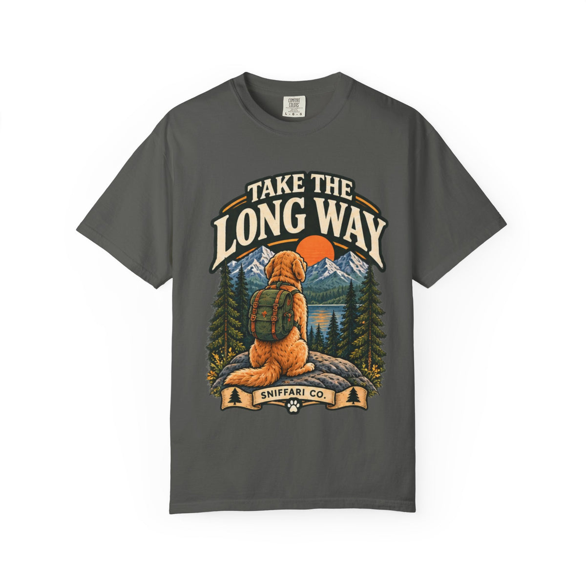 Take the Long Way Dog T-Shirt | Hiking & Outdoor Tee Light