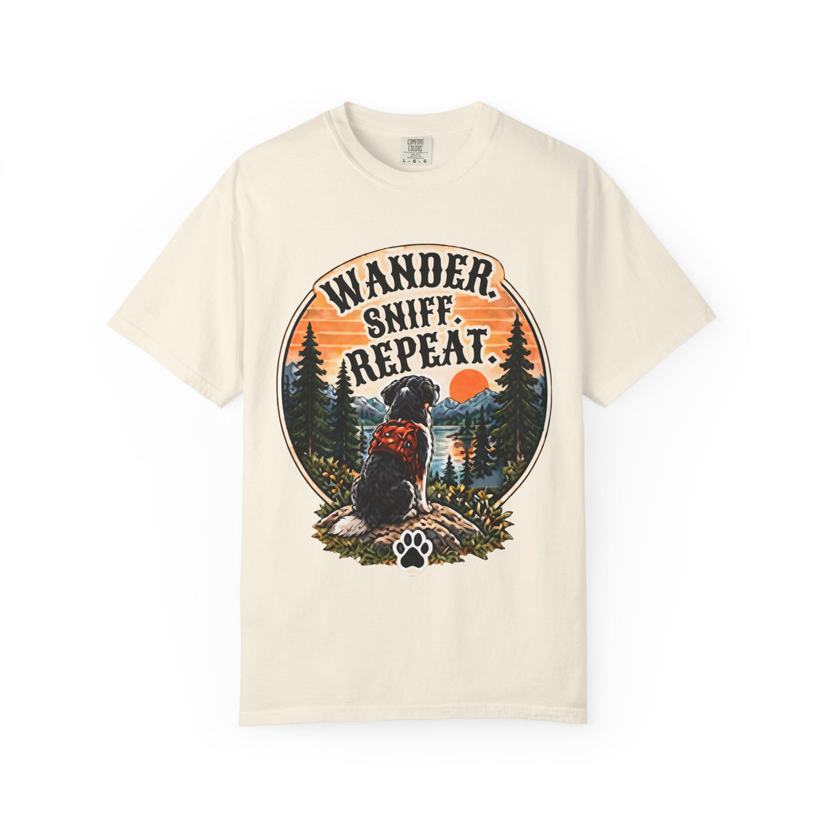 Wander Sniff Repeat Dog T-Shirt | Retro Outdoor Tee Dark