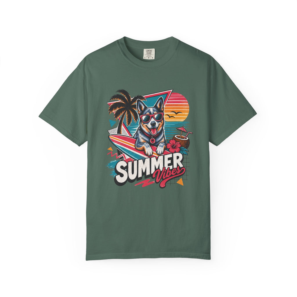 Summer Vibes Blue Heeler Australian Cattle Dog — Retro Surf Dog Tee
