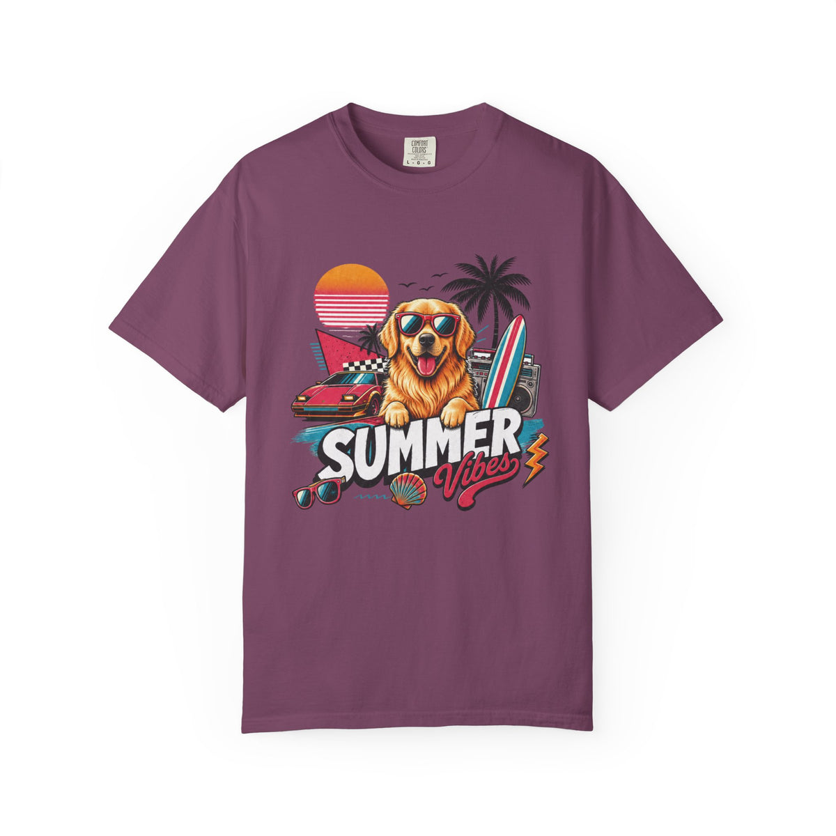 Summer Vibes Golden Retriever — Retro Surf Dog Tee