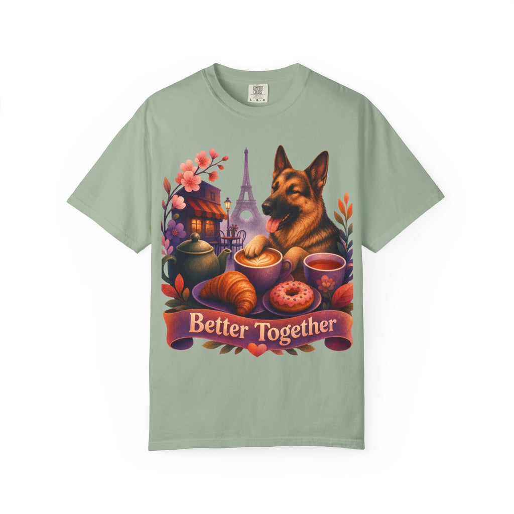 Better Together German Shepherd T-Shirt | Retro Dog, Coffee & Café Tee