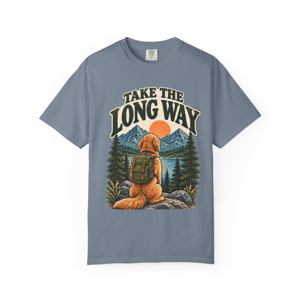 Take the Long Way Dog T-Shirt | Hiking & Outdoor Tee Dark