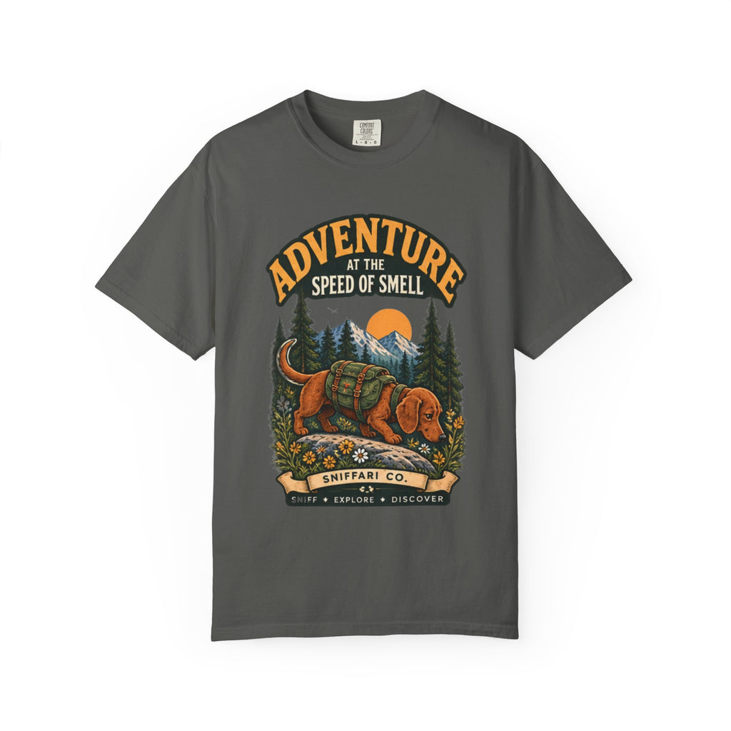 Adventure at the Speed of Smell Dog T-Shirt | Hiking Tee Light